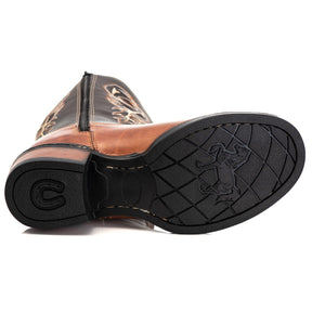 Bota Texana Masculina Campero Marrom Cano Longo Zíper Rodeio Cowboy