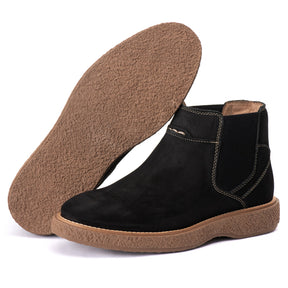Bota Chelsea Masculina Café Couro Nobuk, Conforto Durável, Bico Redondo Social, Estilo Moderno