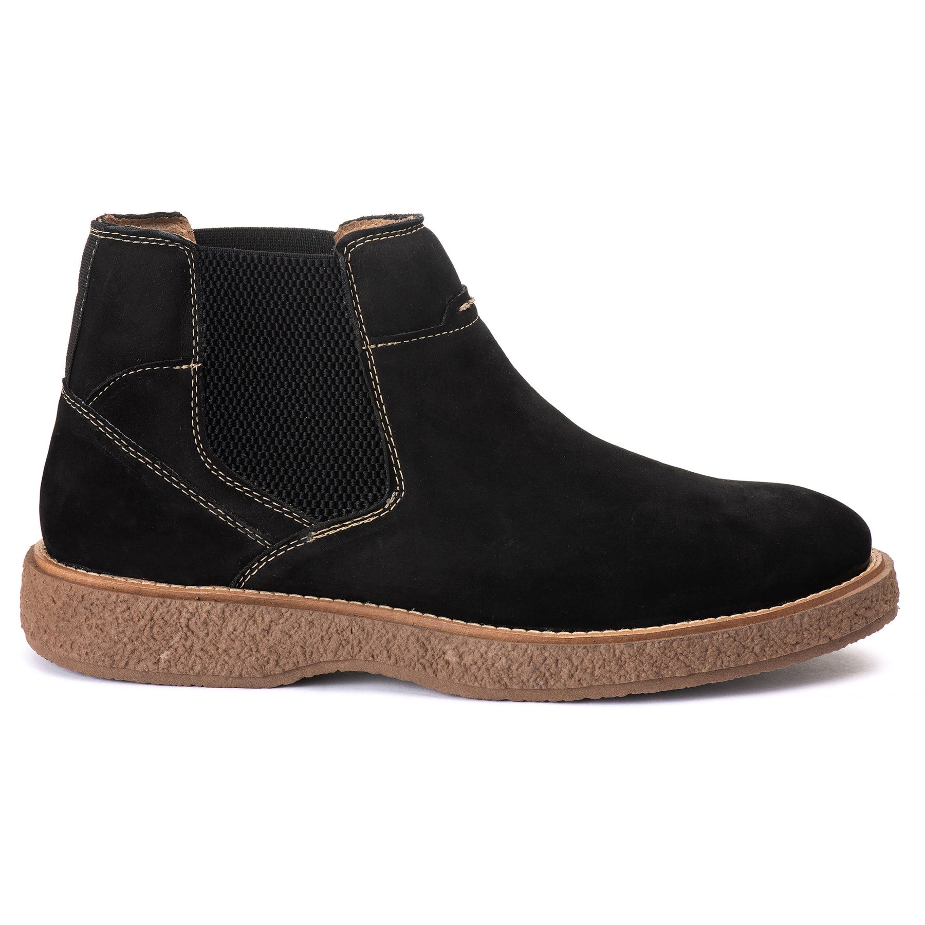 Bota Chelsea Masculina Café Couro Nobuk, Conforto Durável, Bico Redondo Social, Estilo Moderno