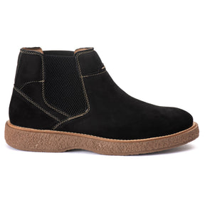 Bota Chelsea Masculina Café Couro Nobuk, Conforto Durável, Bico Redondo Social, Estilo Moderno