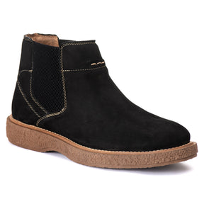 Bota Chelsea Masculina Café Couro Nobuk, Conforto Durável, Bico Redondo Social, Estilo Moderno