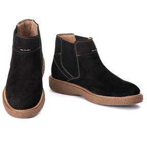 Bota Chelsea Masculina Café Couro Nobuk, Conforto Durável, Bico Redondo Social, Estilo Moderno
