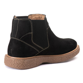 Bota Chelsea Masculina Café Couro Nobuk, Conforto Durável, Bico Redondo Social, Estilo Moderno